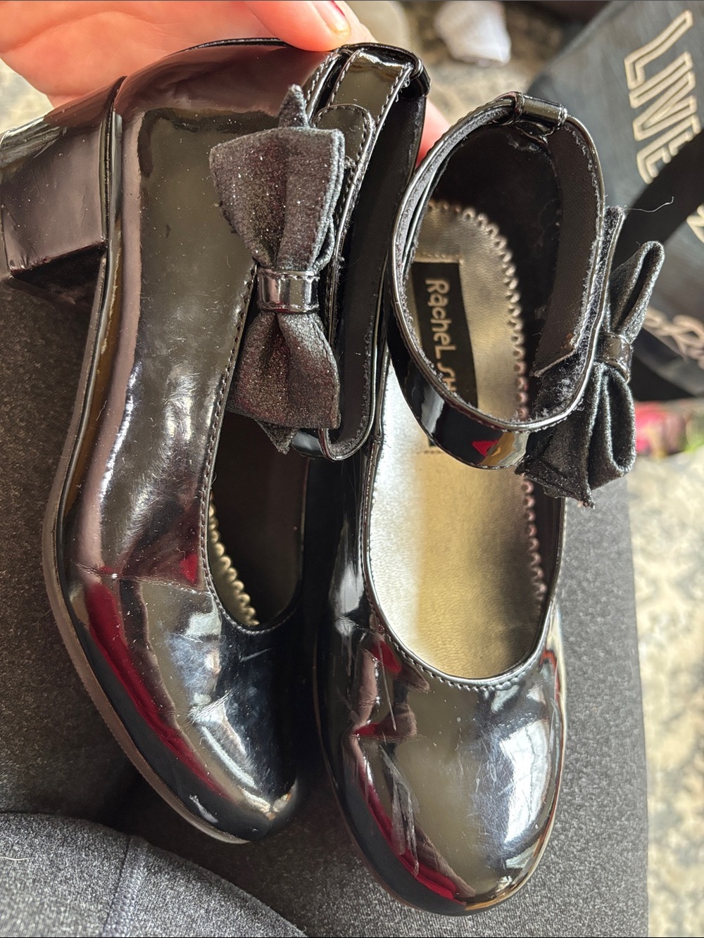 Black Patent Mary Jane Shoes with Bow
